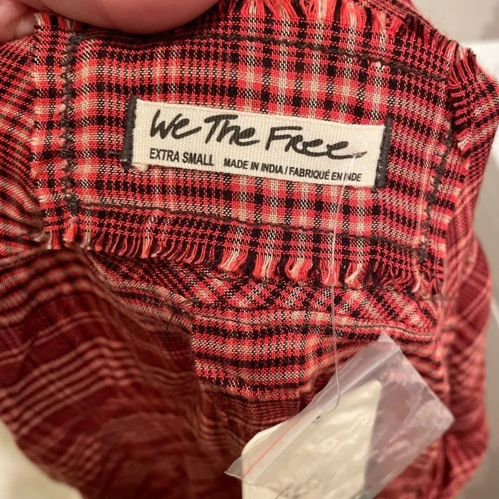 NWT Womens Size XS We The Free By Free People Shirt Dress Plaid Button Up Red‌‌‍ - Picture 3 of 11